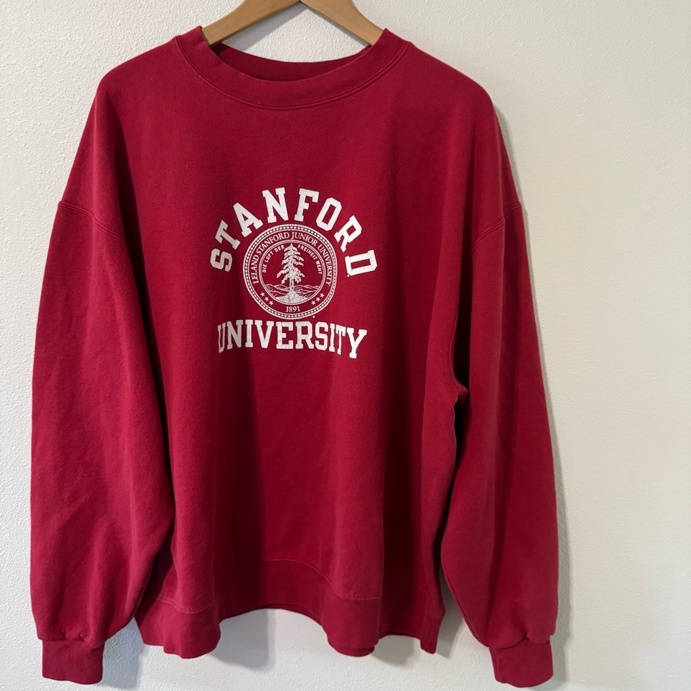 Stanford University Champion Crewneck Pullover Sweatshirt Red Eco Fleece-XXL
